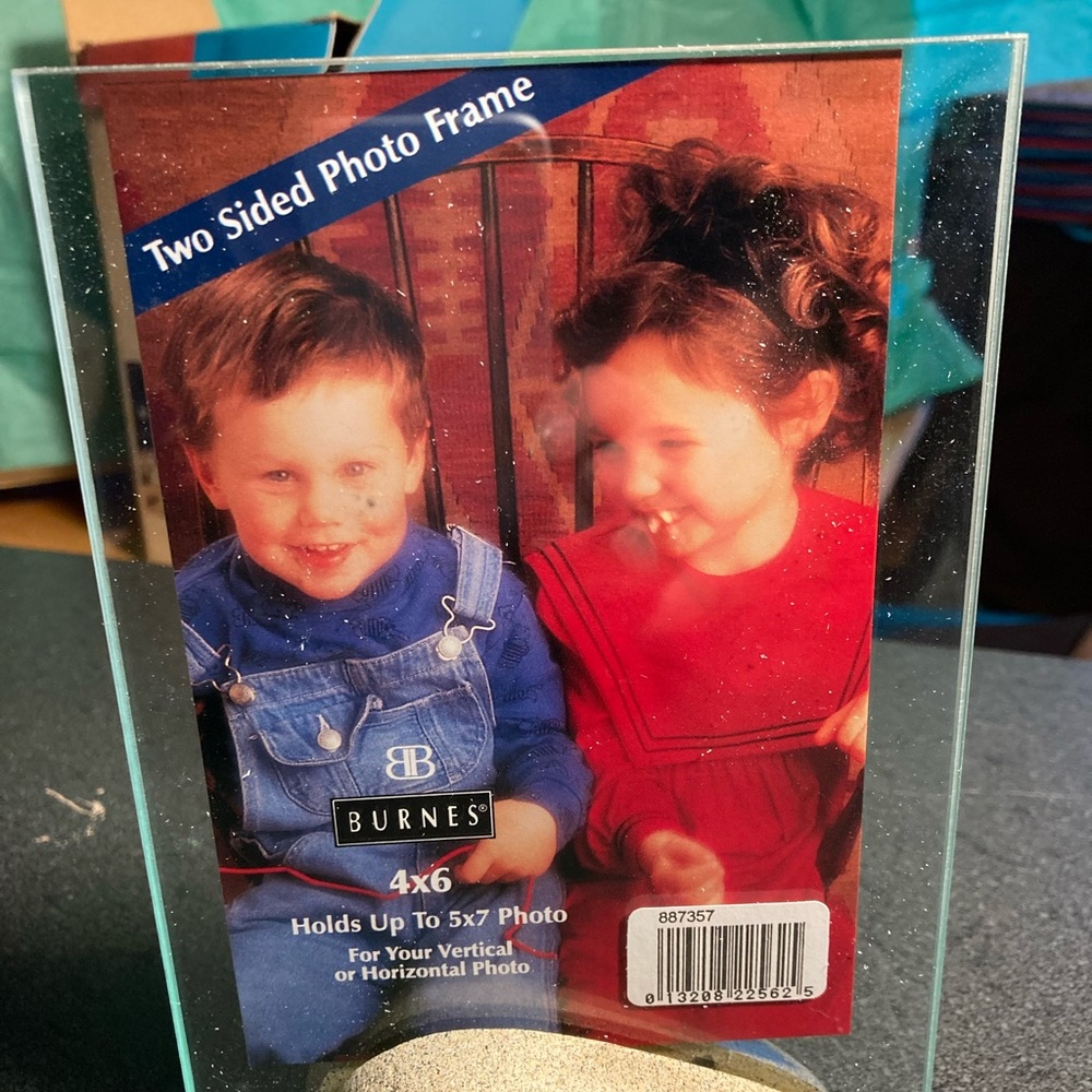 Glass and stone 5 X 7 mood swings two sided hoot frames by Burnes.  New in box